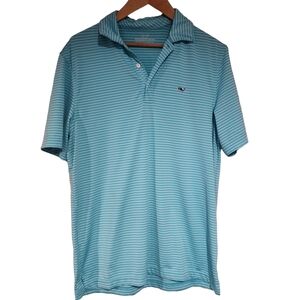 (S) Vineyard Vine Stripe Polyester Golf Polo